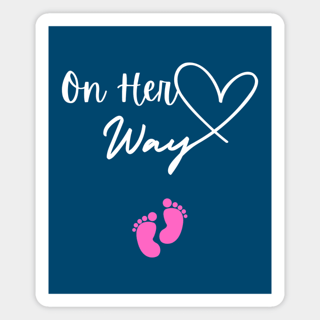 On Her Way – Baby Girl Announcement Magnet by Inkarti